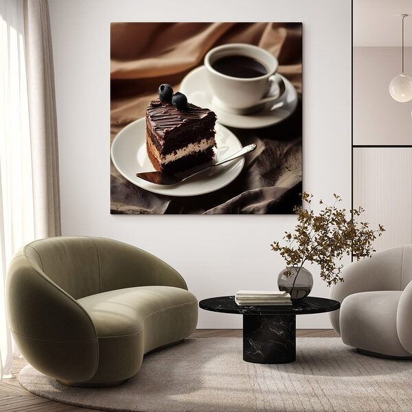 Ein Stück Kuchen und eine Tasse Kaffee Wandbilder Ein Stück Kuchen und eine Tasse Kaffee
