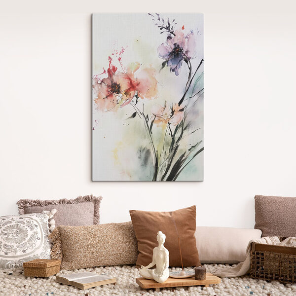 Malerei von Blumen auf einer weißen Fläche Wandbilder Malerei von Blumen auf einer weißen Fläche