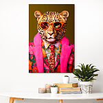 Wandbilder Leopard im Anzug und mit Sonnenbrille