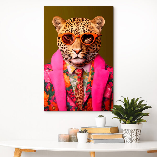 Leopard im Anzug und mit Sonnenbrille Wandbilder Leopard im Anzug und mit Sonnenbrille