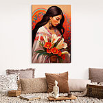 Wandbilder Frau hält Blumen