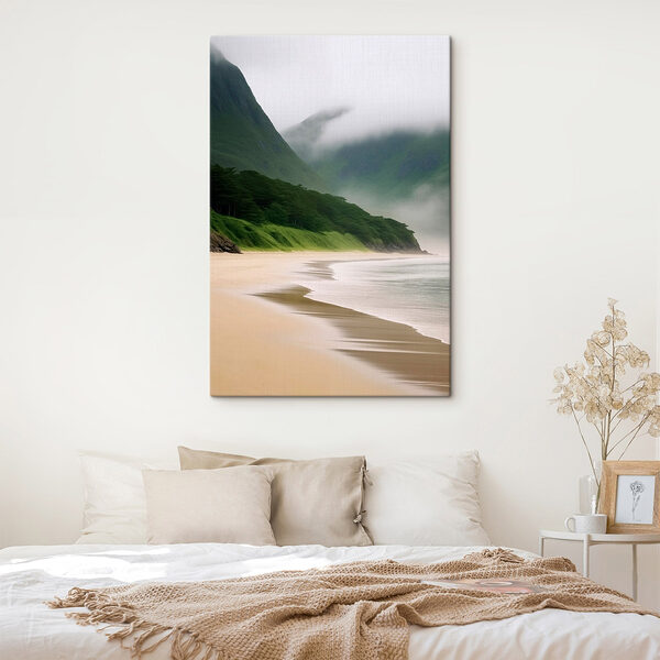 Strand mit Bäumen und Bergen Wandbilder Strand mit Bäumen und Bergen