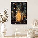 Wandbilder Weg durch einen Wald mit vielen Bäumen mit Lichtern