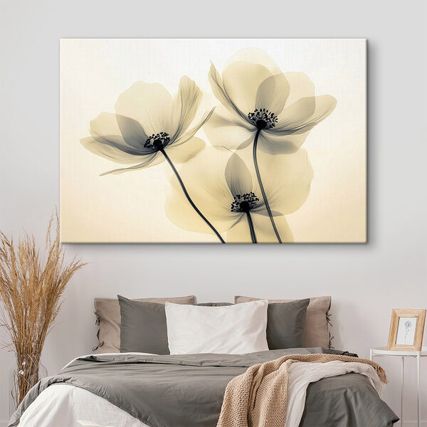 Gruppe von Blumen mit schwarzen Punkten Wandbilder Gruppe von Blumen mit schwarzen Punkten
