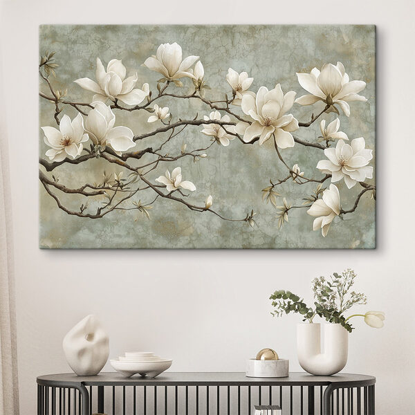 Weiße Blüten auf einem Zweig Wandbilder Weiße Blüten auf einem Zweig