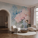 Fototapeten Gemälde von Blumen auf weißem Hintergrund