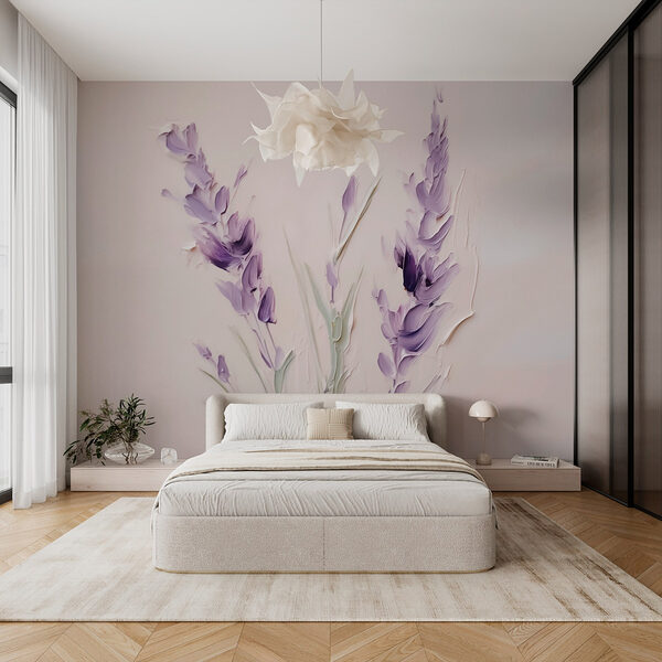 Gemälde von lila Blumen Fototapeten Gemälde von lila Blumen