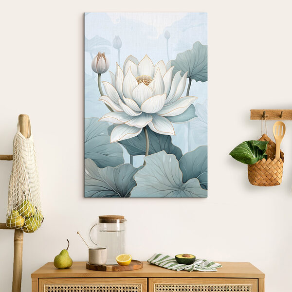 Weiße Blüte mit grünen Blättern Wandbilder Weiße Blüte mit grünen Blättern