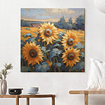 Wandbilder Gemälde von Sonnenblumen auf einem Feld
