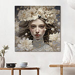 Wandbilder Frau mit Blumen im Haar
