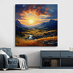 Wandbilder Landschaft mit einem Fluss und Bergen