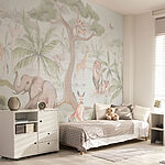 Fototapeten Tapete mit Tieren und Bäumen