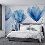 Fototapeten Blaue und weiße Blumen