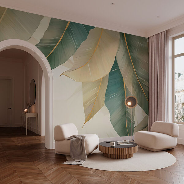 Fototapeten Sanft drapierte Blätter auf Leinwand