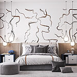 Fototapeten Abstrakte Linien auf einer weißen Leinwand