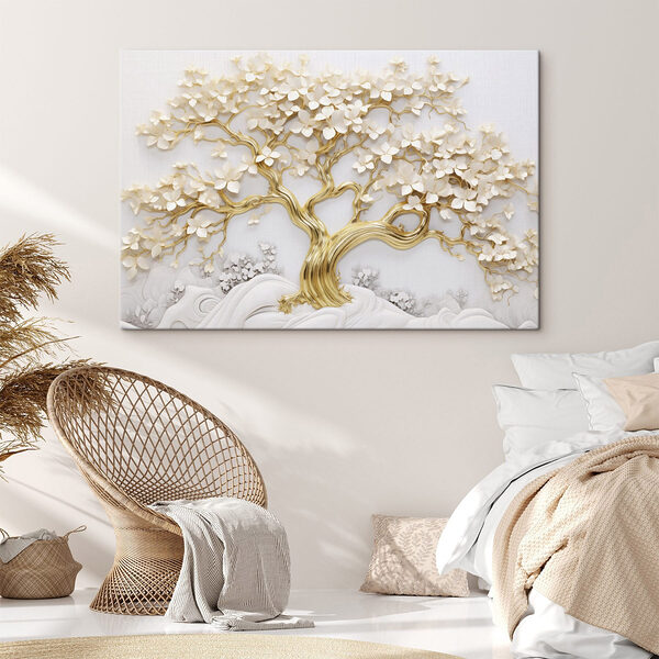 Baum mit weißen Blättern und Blüten Wandbilder Baum mit weißen Blättern und Blüten