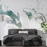 Fototapeten Zwei Fische mit Blumen und Blättern