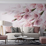 Fototapeten Gruppe von rosa Blumen