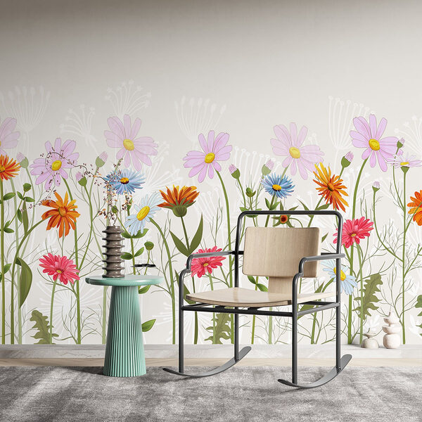 Reihe von bunten Blumen Fototapeten Reihe von bunten Blumen
