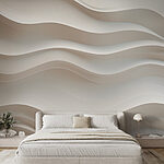 Fototapeten Weiße Wand mit gewellten Linien