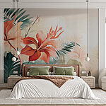 Fototapeten Lebendiges tropisches Blumenarrangement