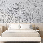 Fototapeten Zarte florale Silhouetten in Monochrom