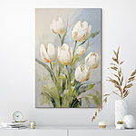 Wandbilder Gemälde von weißen Tulpen