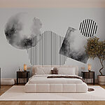 Fototapeten Schwarzes und weißes Bild von geometrischen Formen