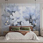 Fototapeten Gemälde von Blumen auf weißem Hintergrund