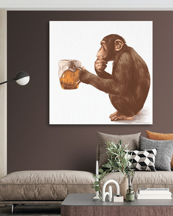 Affe hält einen Bierkrug Wandbilder Affe hält einen Bierkrug