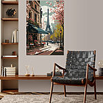 Wandbilder Gemälde einer Straße mit einem Turm im Hintergrund