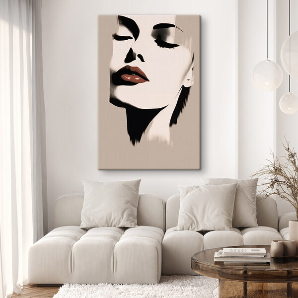Frau’s Gesicht mit rotem Lippenstift Wandbilder Frau’s Gesicht mit rotem Lippenstift