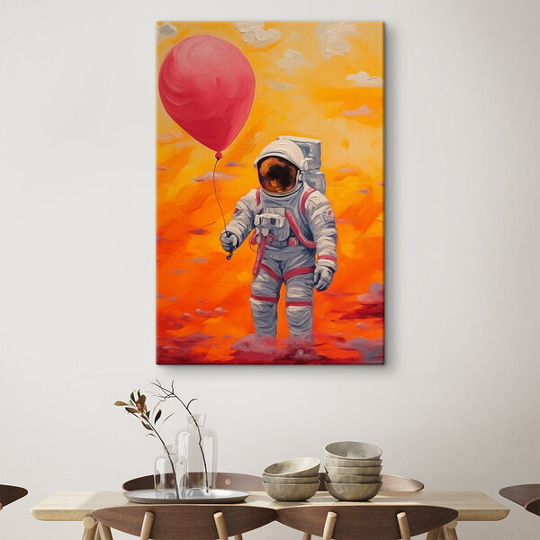 Ein Astronaut hält einen Ballon Wandbilder Ein Astronaut hält einen Ballon