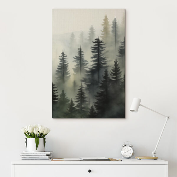 Nebliger Wald mit Bäumen Wandbilder Nebliger Wald mit Bäumen