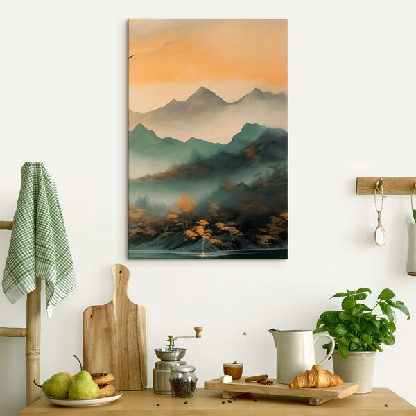 Nebliges Gebirge mit Bäumen Wandbilder Nebliges Gebirge mit Bäumen