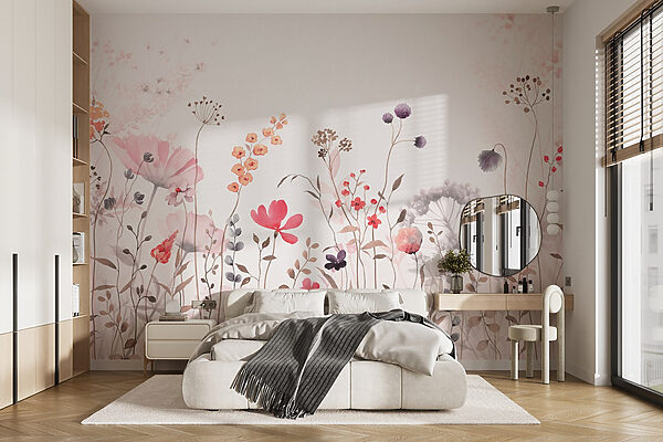 Malerei von Blumen und Pflanzen Fototapeten Malerei von Blumen und Pflanzen