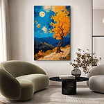 Wandbilder Gemälde eines Baumes mit gelben Blättern