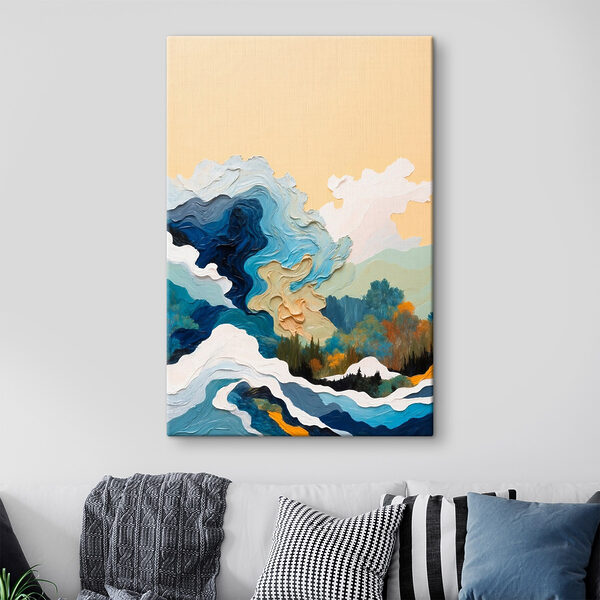 Wandbilder Malerei von Bäumen und Wolken