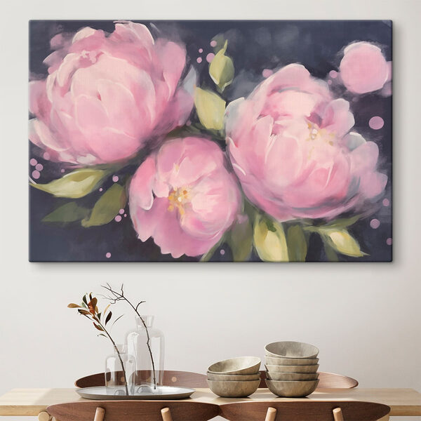 Wandbilder Gemälde mit rosa Blumen
