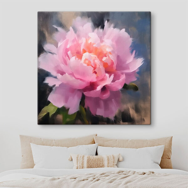 Wandbilder Rosa Blume mit grünen Blättern