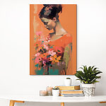 Wandbilder Frau hält Blumen