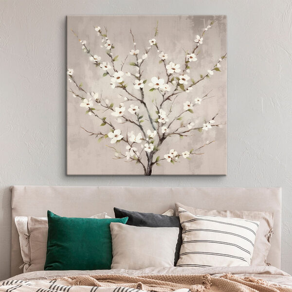 Gemälde eines Baumes mit weißen Blumen Wandbilder Gemälde eines Baumes mit weißen Blumen