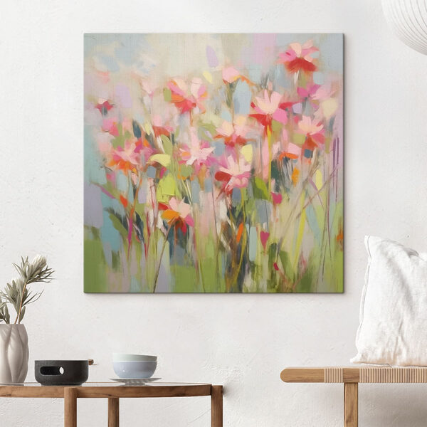 Gemälde mit Blumen an einer Wand Wandbilder Gemälde mit Blumen an einer Wand