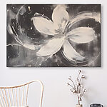 Wandbilder Weiße Blume auf schwarzem Hintergrund