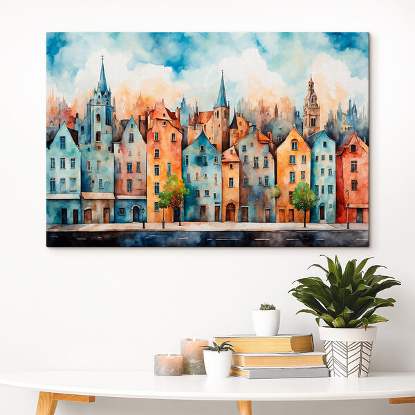 Aquarell einer Häuserzeile Wandbilder Aquarell einer Häuserzeile