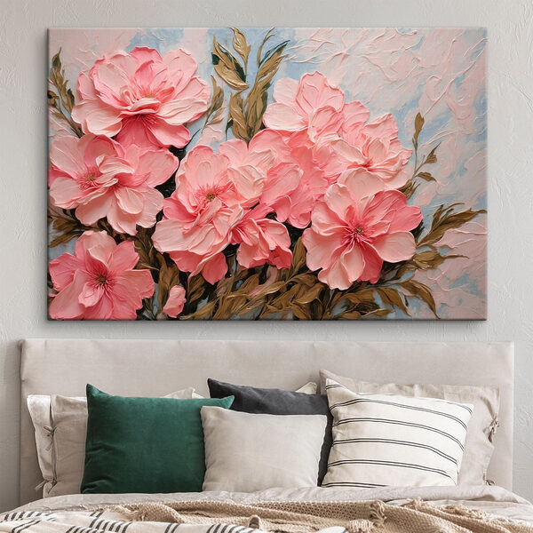 Gemälde mit rosa Blumen Wandbilder Gemälde mit rosa Blumen
