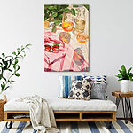 Wandbilder Gruppe von Weingläsern und Sonnenbrillen auf einer Decke