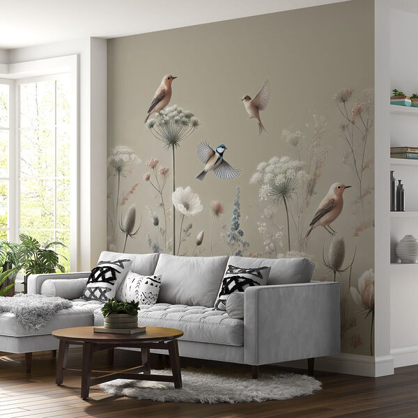 Fototapeten Vögel auf Blumen und Pflanzen