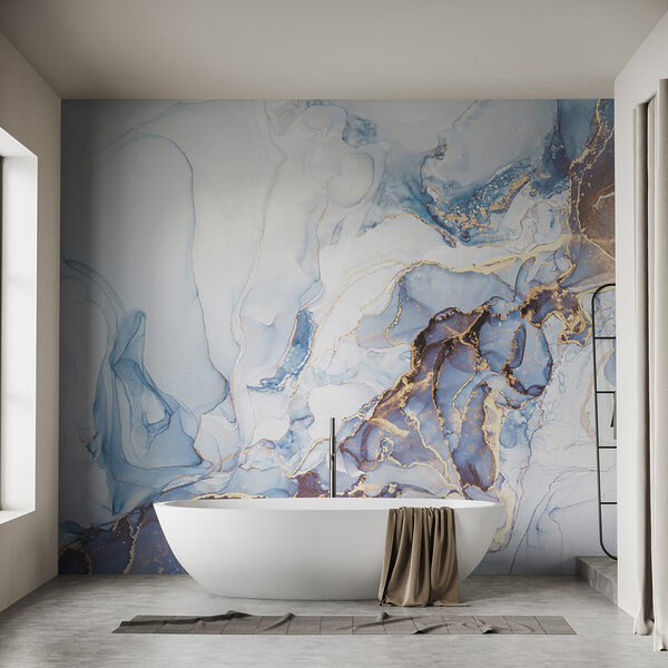Fototapeten Elegantes blaues Fluid Art mit Adern