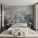 Fototapeten Abstraktes Aquarell der Skyline einer Stadt